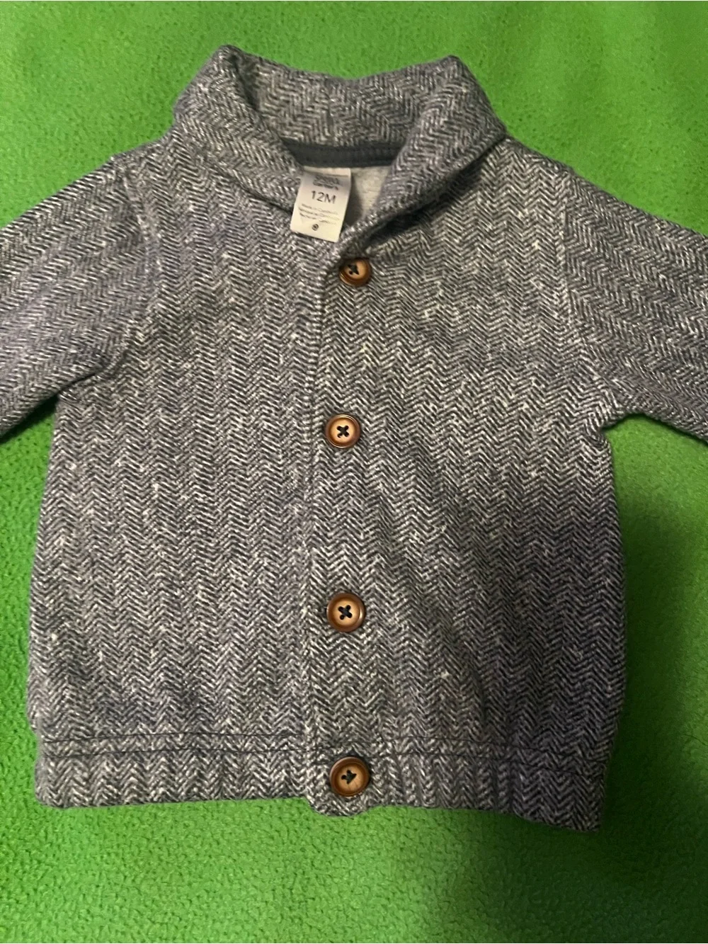 Carter's Gray Knit Shawl Collar Cardigan with Wooden Buttons